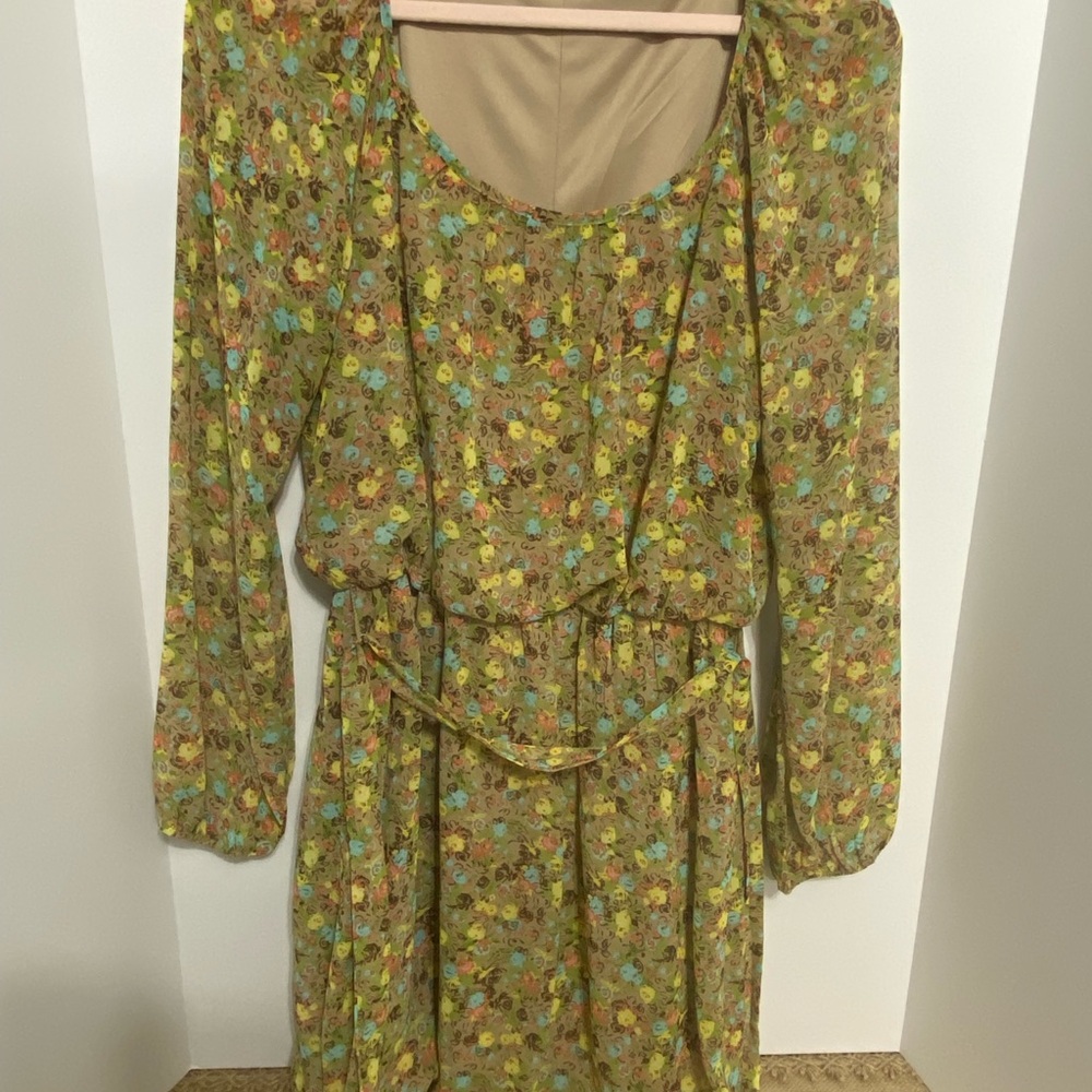 Floral Long Sheer Sleeve Dress